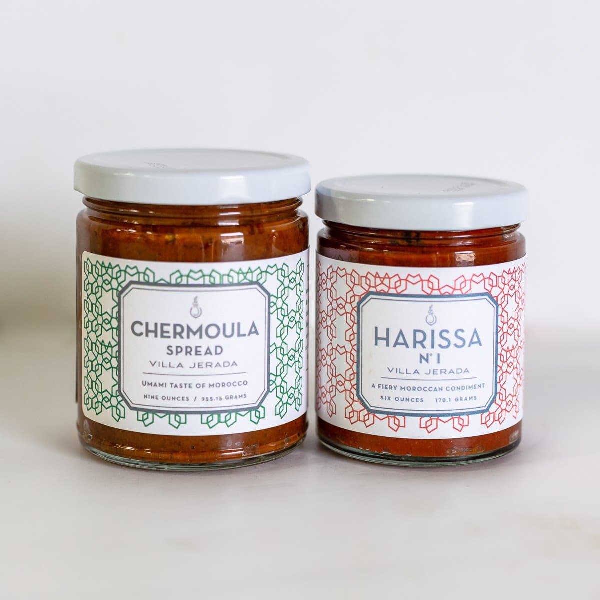 A bundle of harissa paste and chermoula spread