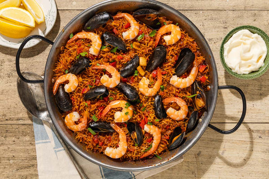 Golden toasted pasta cooked with shrimp, mussels, and squid in a rich seafood broth.