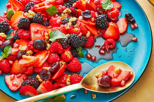 Summer fruit salad web story poster image.