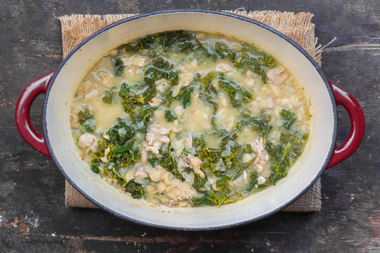 White Bean and Kale Soup served in bowl