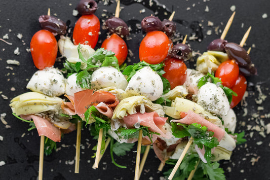 Italian skewers sprinkled with dried herbs.