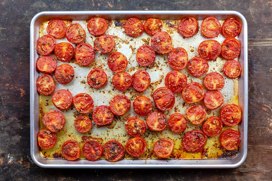 An overhead photo of a baking try 