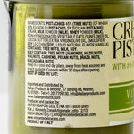 Label of a pistachio product with ingredients and import details