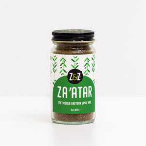 Jar of Z&Z Za'atar spice mix on a white background.