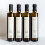 A bundle of olive oil bottles